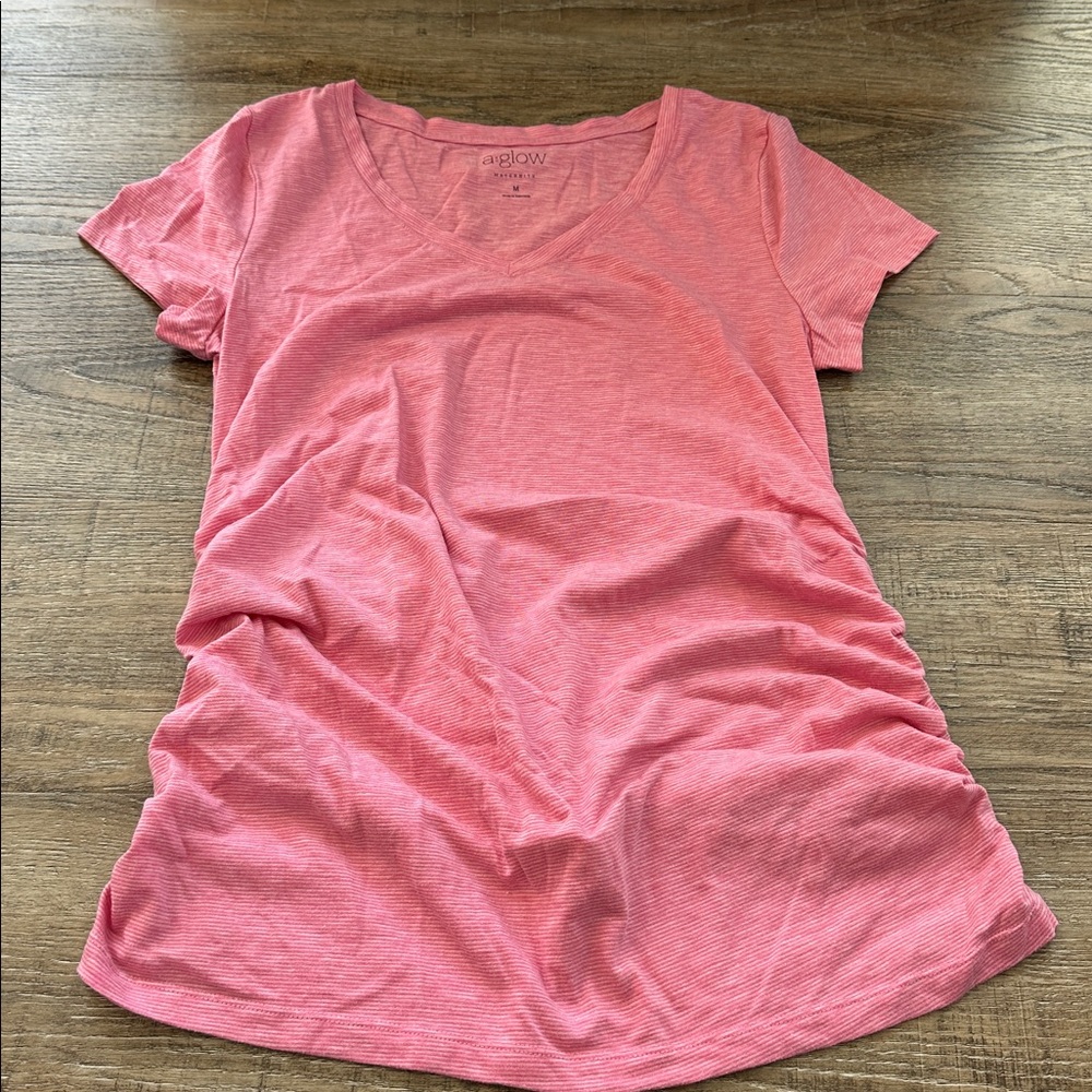 a:glow Light Pink Maternity V-Neck Top